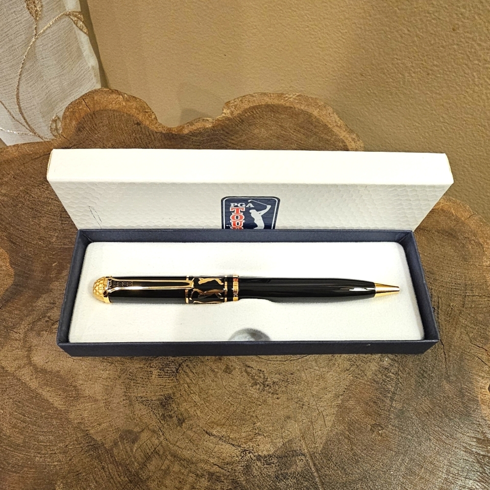 Vintage Colibri PGA Tour Black Pen With Gold Accents